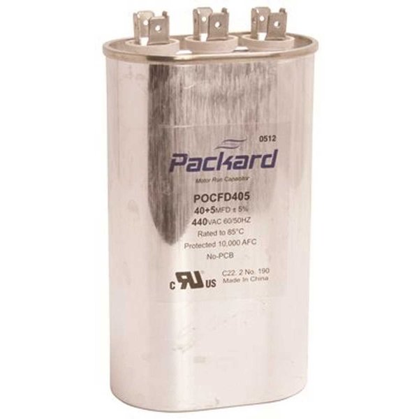 Packard Titan 440/370-Volt 40+5 MFD Oval Pro Run Capacitor TOCFD405